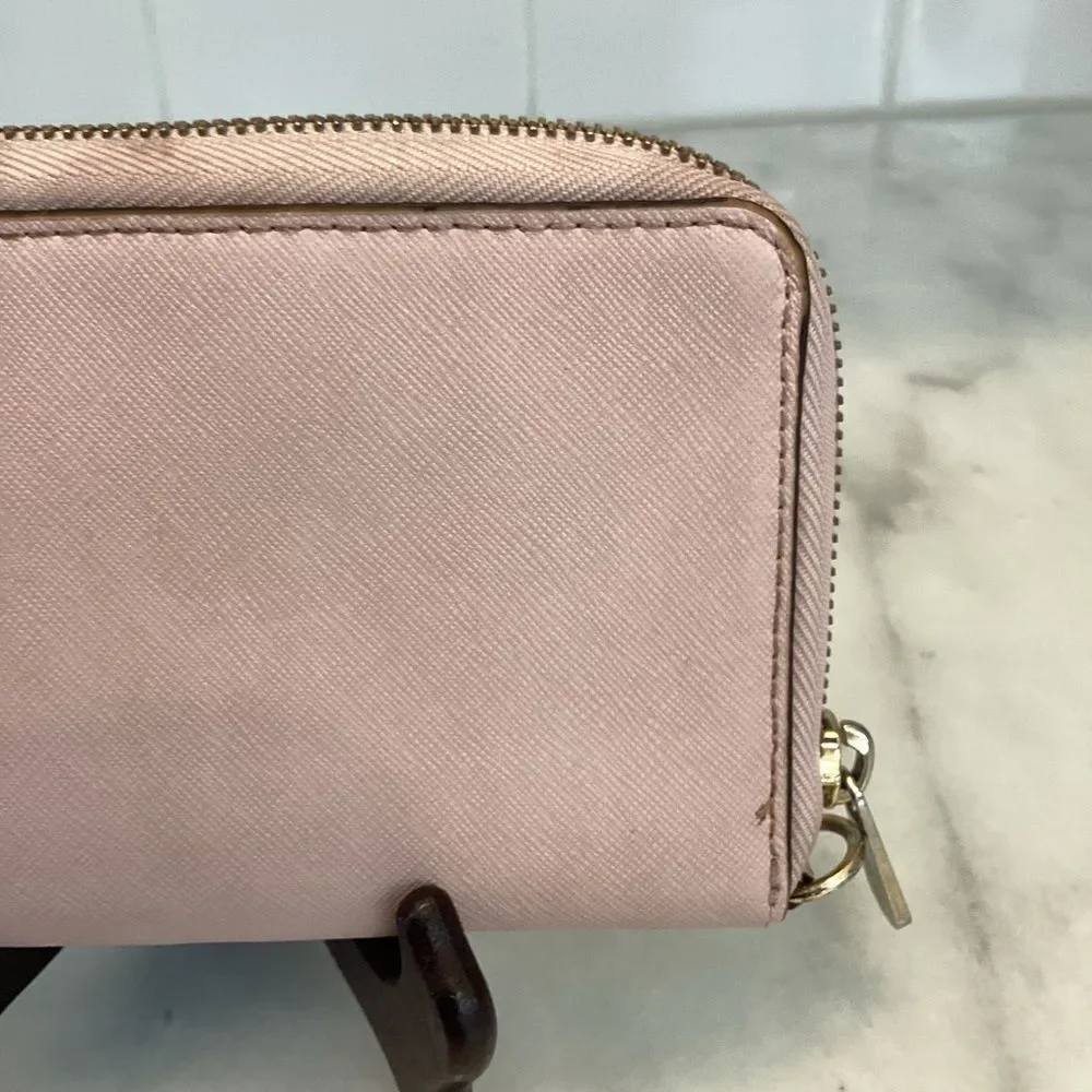 Michael Kors Wallet Leather Pink Saffiano Full Zip Continental Wallet